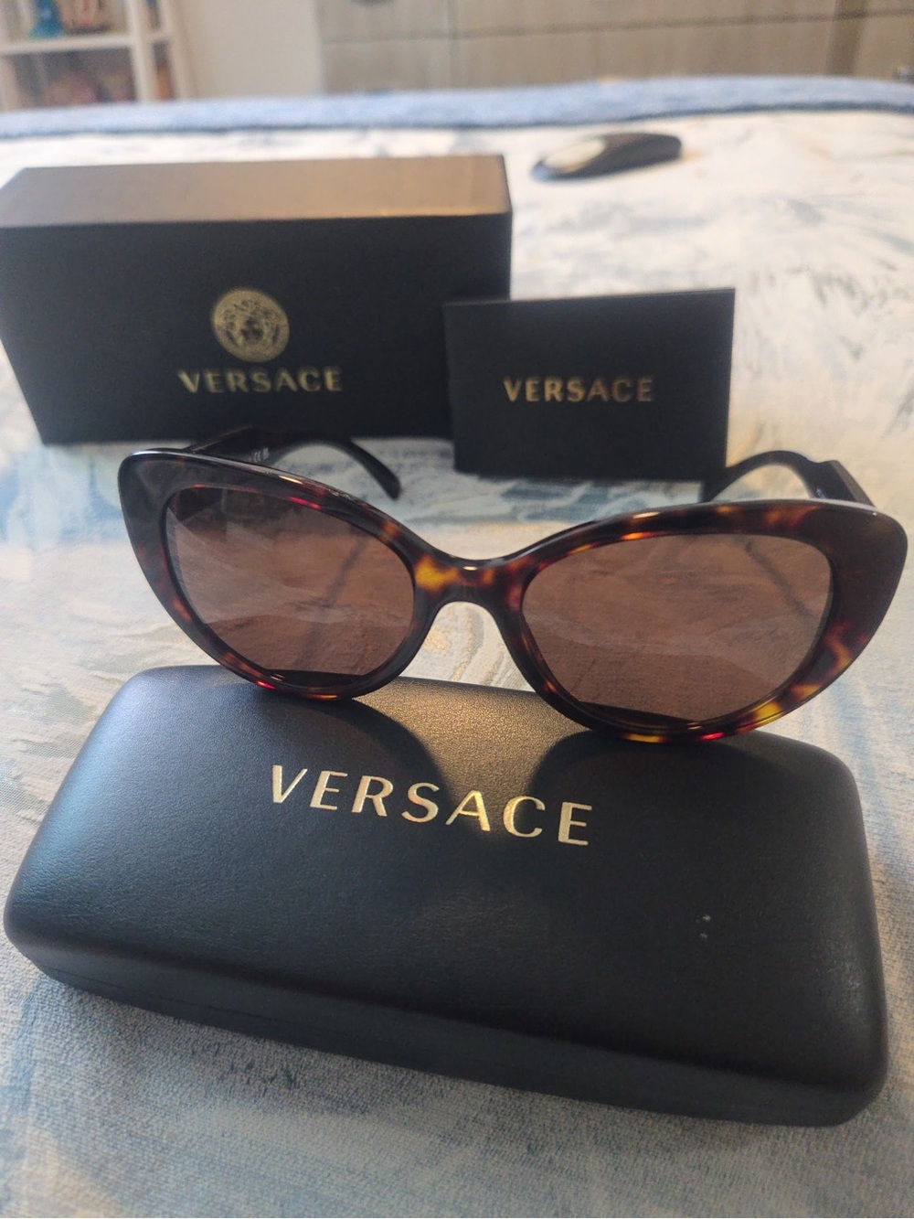 Versace Tortoiseshell Cat-Eye Sunglasses with Brown Lenses